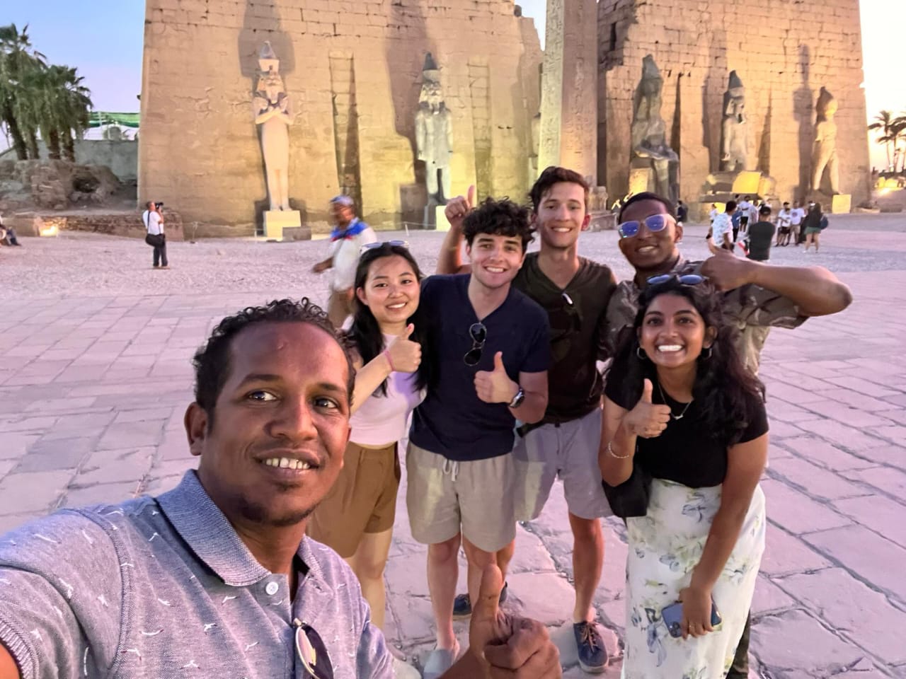 Enthusiastic Youth at Ancient Luxor