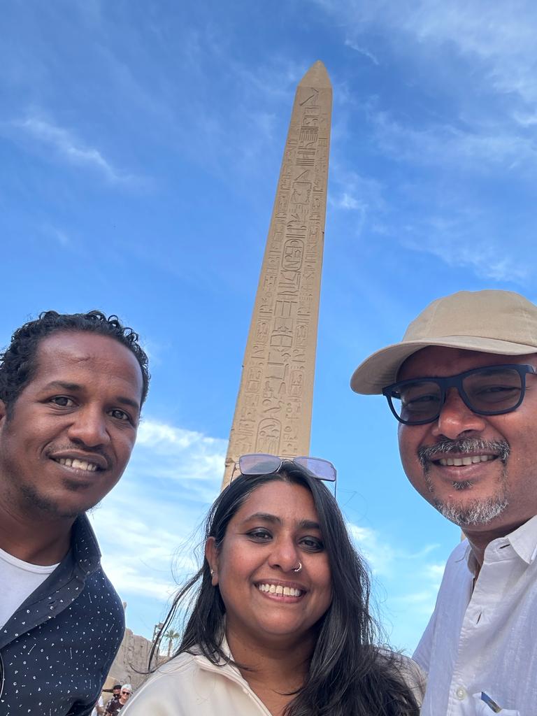 Family Discovering Ancient Obelisk