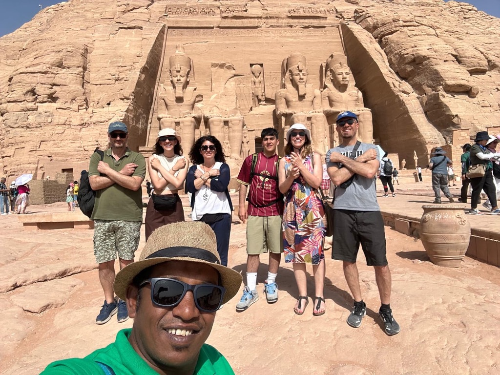 Group at Abu Simbel with Ramesses colossal statues - magnificent ancient architecture and history