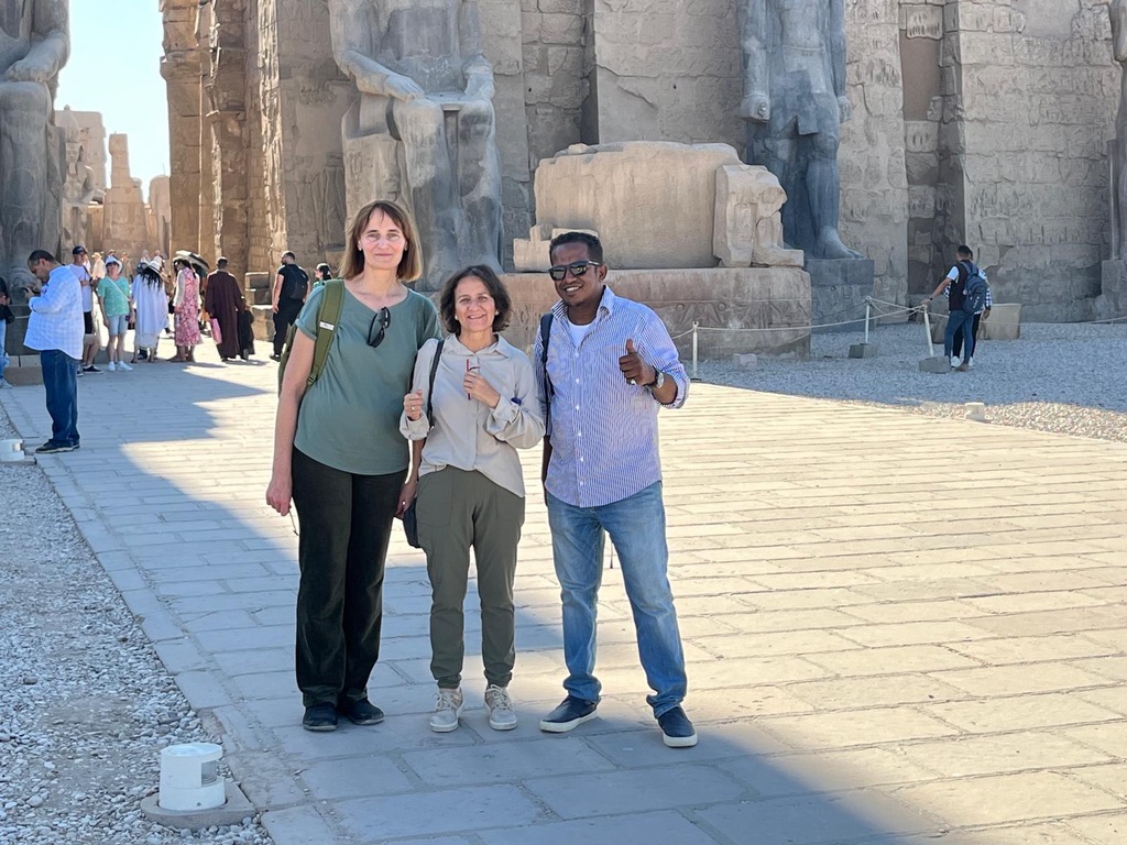 Family Tour at Karnak Temple Statues